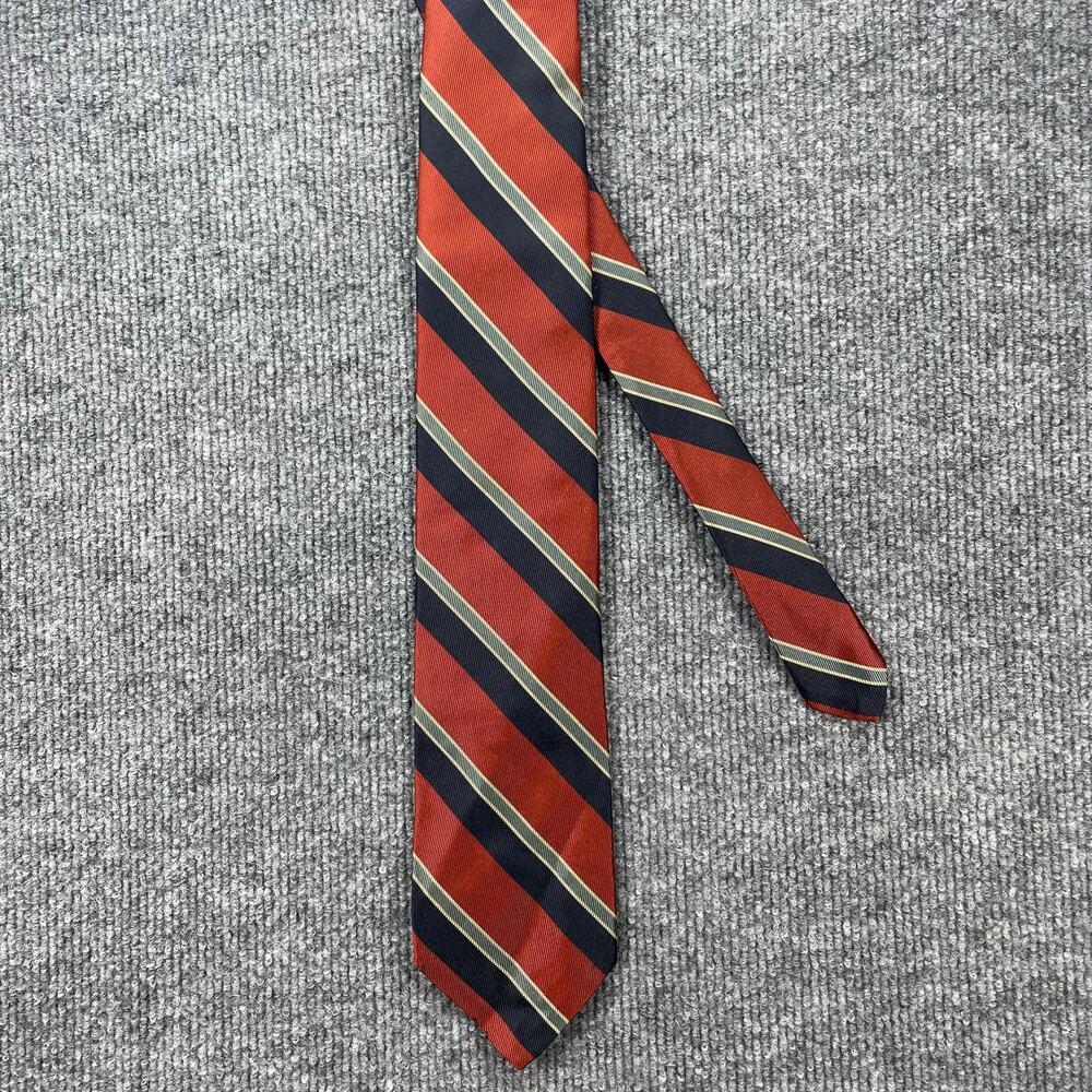 Robert Talbott REPP Tie 3" X 56 3/4" Red/Black/Gray Striped Hand Sewn Silk